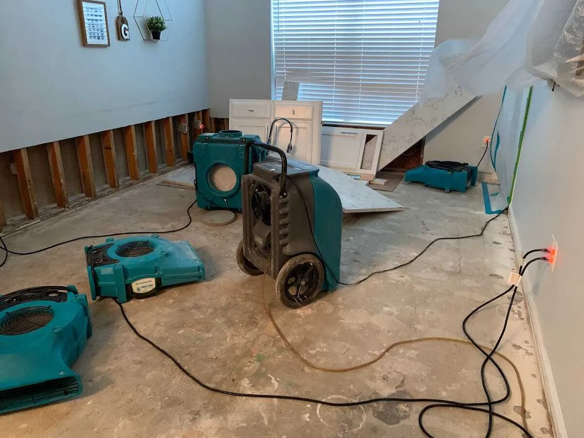 Dehumidifier in flood-cut room for Water Extraction & Removal in Shirley